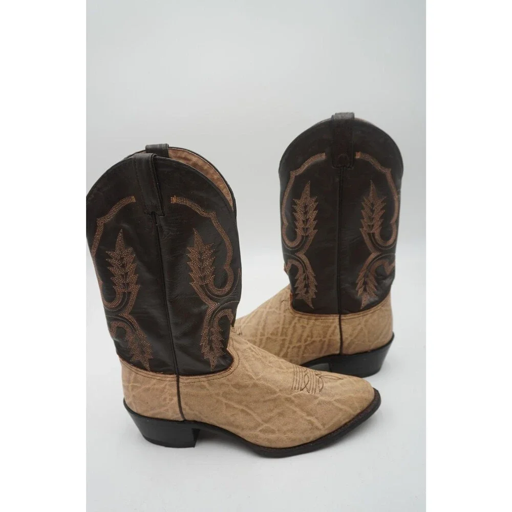 Abilene Men's Vintage Cowboy Elephant Print Leather Western Work Boots Size 11 D